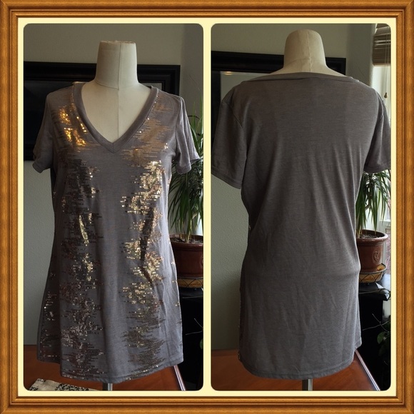 Xhileration grey gold Sparkly top tunic - Picture 2 of 3